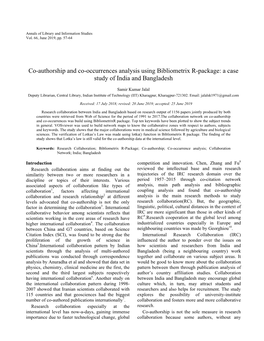 Co-Authorship and Co-Occurrences Analysis Using Bibliometrix R-Package: a Case Study of India and Bangladesh