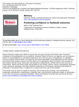 Day & Ross 2014 Predicting Confidence in Flashbulb Memories.Pdf