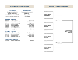 Senior Baseball Schedule Senior Baseball Playoffs