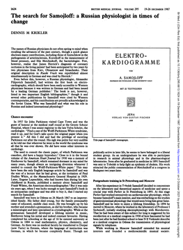 ELEKTRO- Blood Pressure, and Elie Metchnikoff, the Bacteriologist