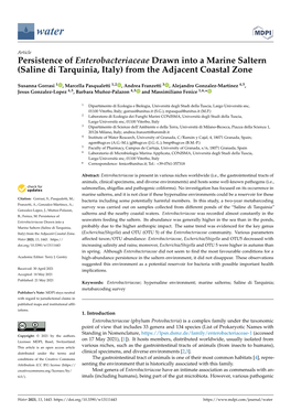 Persistence of Enterobacteriaceae Drawn Into a Marine Saltern (Saline Di Tarquinia, Italy) from the Adjacent Coastal Zone