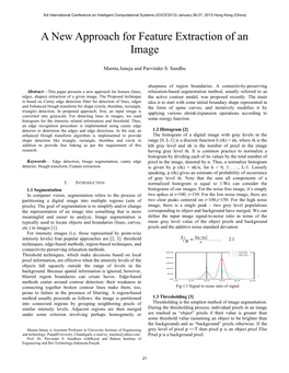 A New Approach for Feature Extraction of an Image