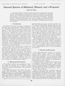 Infrared Spectra of Methanol, Ethanol, and N-Propanol Earle K