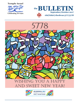 September/October 2017 Elul/Tishri/Cheshvan 5777/5778 5778