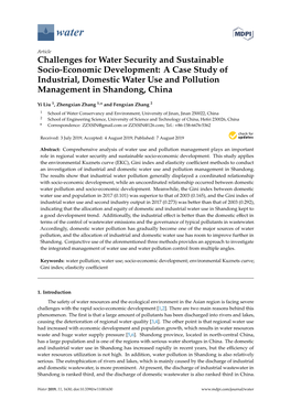 Challenges for Water Security and Sustainable Socio-Economic Development: a Case Study of Industrial, Domestic Water Use and Pollution Management in Shandong, China