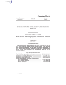 FY2016 Senate Appropriations Committee Report