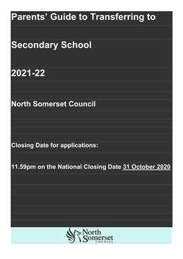 Parents' Guide to Transferring to Secondary School 2021-22