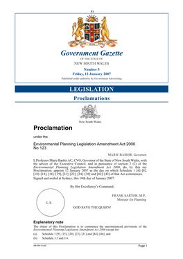 Government Gazette of the STATE of NEW SOUTH WALES Number 5 Friday, 12 January 2007 Published Under Authority by Government Advertising