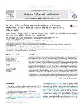 Coleoptera, Bruchinae, Amblycerini) Indicates Both Synchronous and Delayed Colonizations of Host Plants Q ⇑ Gael J