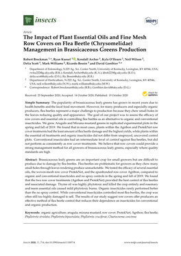 The Impact of Plant Essential Oils and Fine Mesh Row Covers on Flea Beetle (Chrysomelidae) Management in Brassicaceous Greens Production