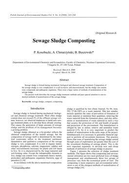 Sewage Sludge Composting