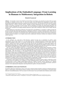 From Learning in Humans to Multisensory Integration in Robots