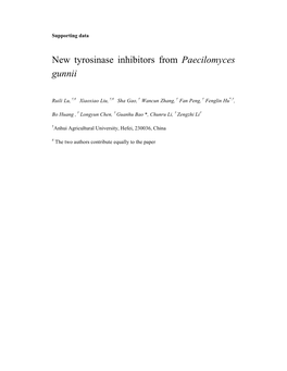 New Tyrosinase Inhibitors from Paecilomyces Gunnii