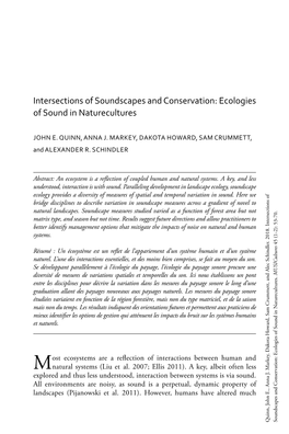 Intersections of Soundscapes and Conservation: Ecologies of Sound in Naturecultures