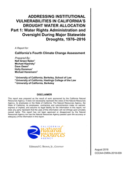 Addressing Institutional Vulnerabilities in California's Drought Water