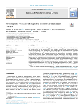 Ferromagnetic Resonance of Magnetite Biominerals Traces Redox Changes ∗ Thomas M