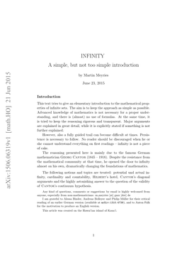 Infinity-A Simple, but Not Too Simple Introduction