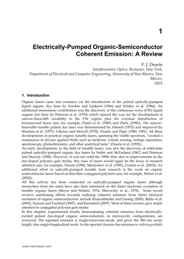 Electrically-Pumped Organic-Semiconductor Coherent Emission: a Review
