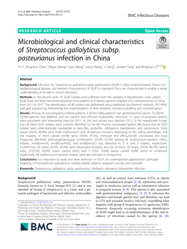 Microbiological and Clinical Characteristics of Streptococcus Gallolyticus Subsp