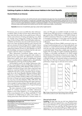 Catching of Spiders in Shallow Subterranean Habitats in the Czech Republic