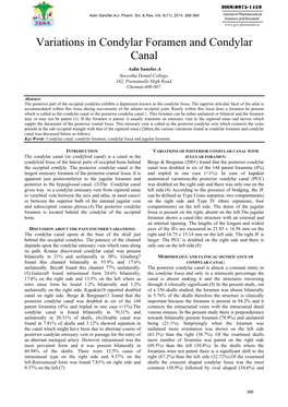 Variations in Condylar Foramen and Condylar Canal