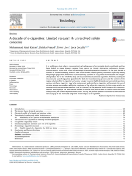 A Decade of E-Cigarettes: Limited Research & Unresolved Safety Concerns