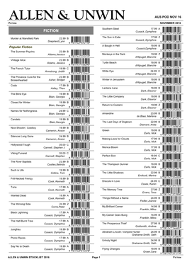 AUS Print on Demand Stocklist