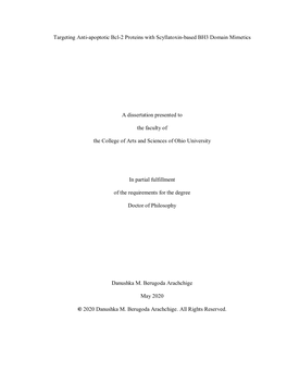 Targeting Anti-Apoptotic Bcl-2 Proteins with Scyllatoxin-Based BH3 Domain Mimetics
