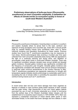 Marri (Corymbia Calophylla): a Bellwether for Effects of Climate Trends on Ecosystem Quality in Forest of South-West Western Australia?