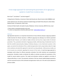 A Two-Stage Approach for Estimating the Parameters of an Age-Group Epidemic Model from Incidence Data