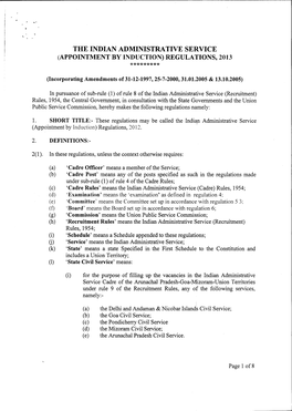 The Indian Administrative Service (Appointment by Induction) Regulations, 2013 *********