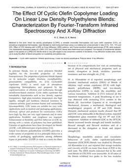 The Effect of Cyclic Olefin Copolymer Loading on Linear Low Density