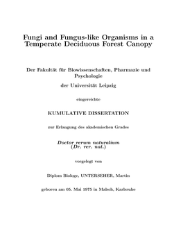 Fungi and Fungus-Like Organisms in a Temperate Deciduous Forest Canopy