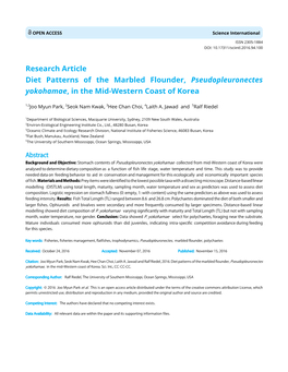 Diet Patterns of the Marbled Flounder, Pseudopleuronectes Yokohamae, in the Mid-Western Coast of Korea