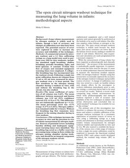 The Open Circuit Nitrogen Washout Technique for Thorax: First Published As 10.1136/Thx.54.9.790 on 1 September 1999