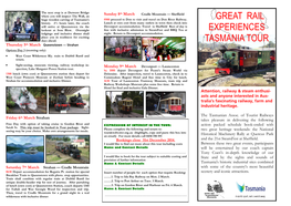 Great Rail Experiences Tasmania Tour
