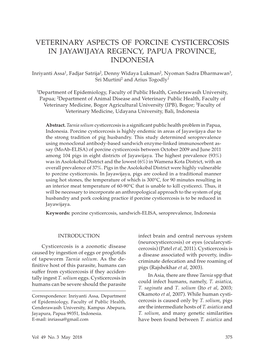 Veterinary Aspects of Porcine Cysticercosis in Jayawijaya Regency, Papua Province, Indonesia