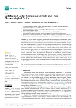 Sulfated and Sulfur-Containing Steroids and Their Pharmacological Proﬁle