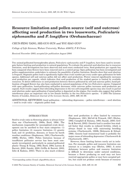 Affecting Seed Production in Two Louseworts, Pedicularis Siphonantha and P