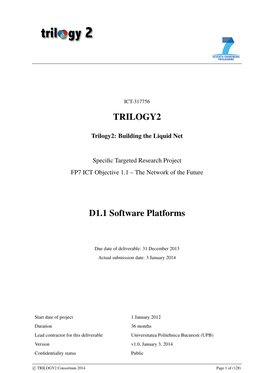 TRILOGY2 D1.1 Software Platforms