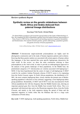 Synthetic Review on the Genetic Relatedness Between North Africa and Arabia Deduced from Paternal Lineage Distributions