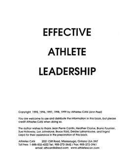 Effective Athlete Leadership