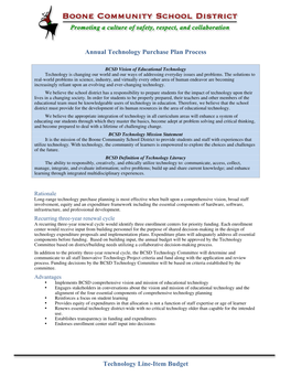 Annual Technology Purchase Plan Process Technology Line-Item Budget