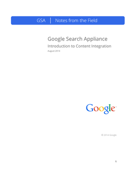 Google Search Appliance: Introduction to Content Integration