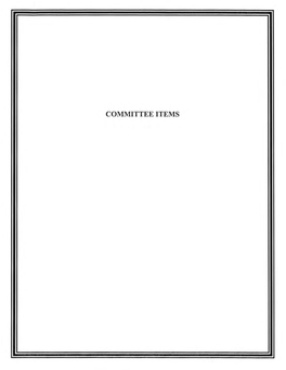 COMMITTEE ITEMS Committee Items-October 13, 2020 Budget & Finance