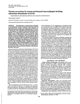 Purine Excretion by Mouse Peritoneal Macrophages Lacking