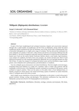 Millipede (Diplopoda) Distributions: a Review