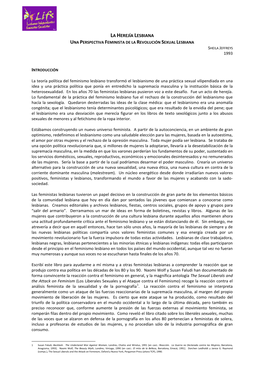 La Herejía Lesbiana Una Perspectiva Feminista De La Revolución Sexual Lesbiana Sheila Jeffreys 1993