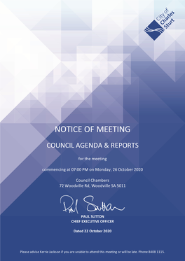 Notice of Meeting Council Agenda & Reports