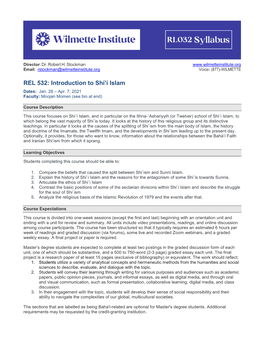 REL 532: Introduction to Shí'í Islam
